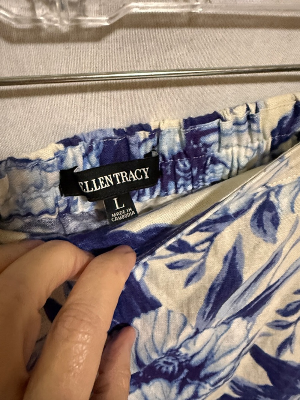 Ellen Tracy Blue Floral Linen-Blend Mini Skort Summertime Beach Vacation - Picture 3 of 9